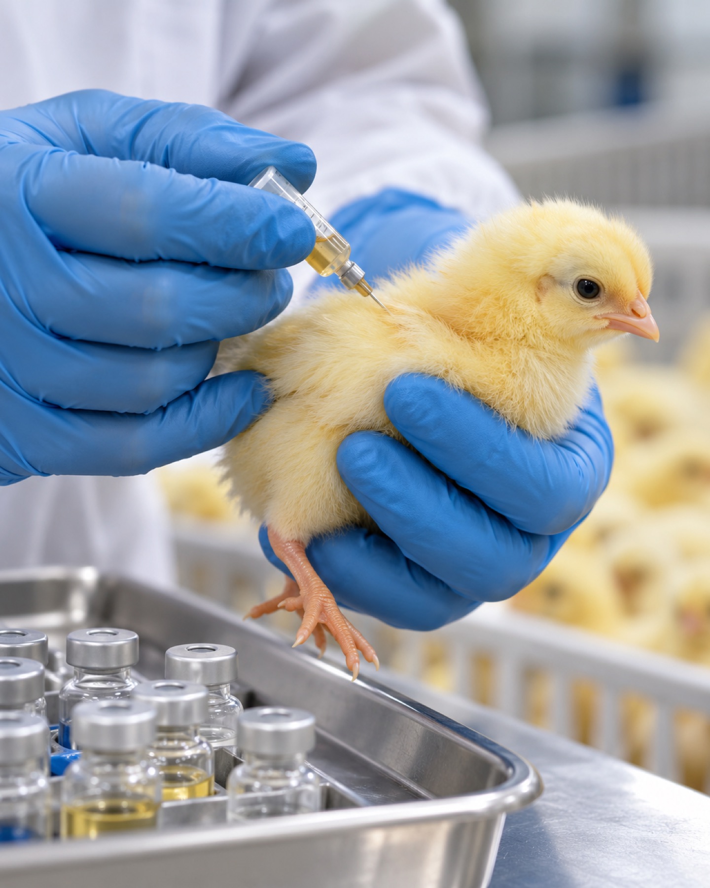 Vaccinating a day-old chick